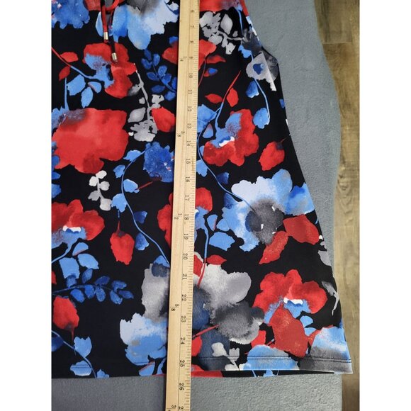 The Limited Women's SZ XL Red Blue Floral Ruffle Neck Sleeveless Blouse Top - Picture 7 of 8